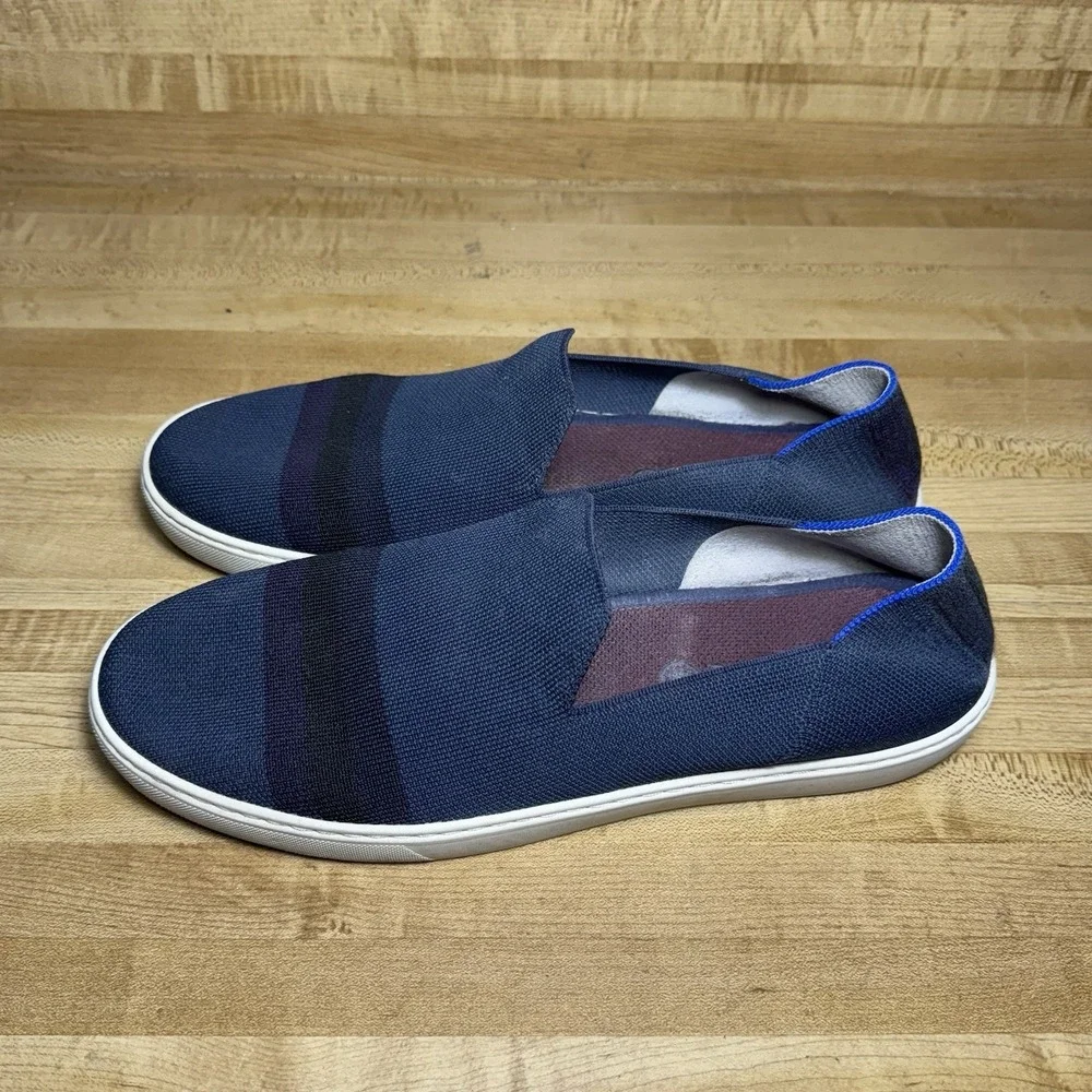 Rothy's Night Stripe The Original Slip On Shoes Size 12.5 Casual Sneaker Blue